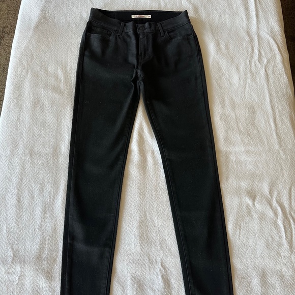 Levi's 710 Super Skinny Black Wax Coated Jeans, Size 26, Black - Picture 2 of 13